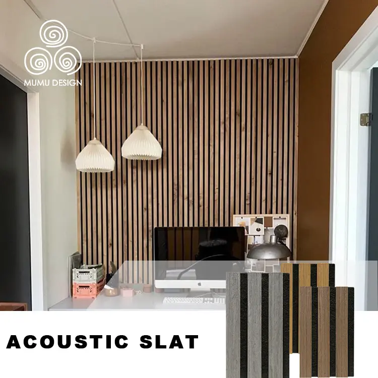 Sound Proof Ceiling Baffle PET Wooden Acoustic Slat Panel for Studio
