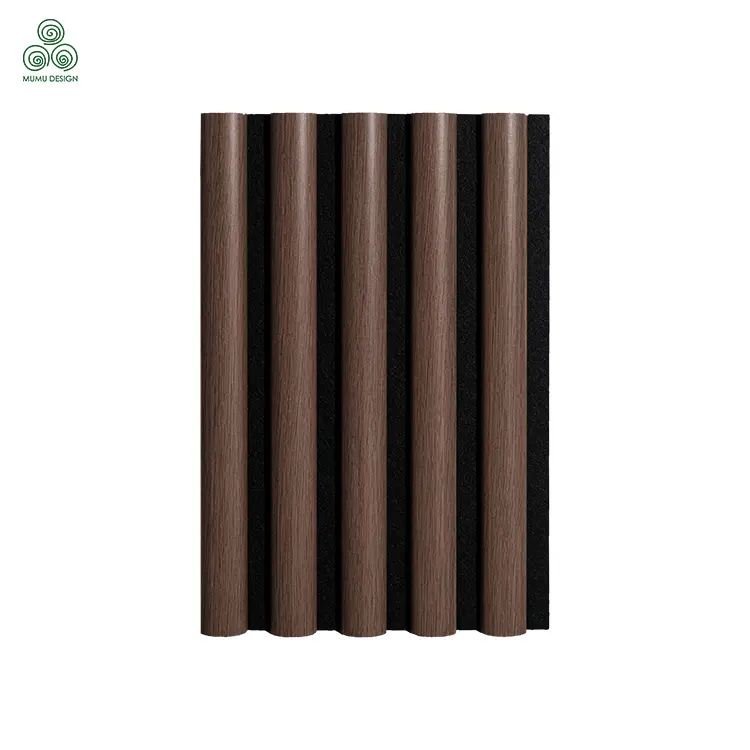 Semicircle Wood Slat Acoustic Wall Panel on Black Felt Backing
